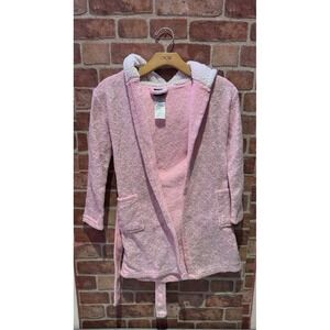 JELLI FISH Fleece Robe Girls Size M 7/8 Soft Pink Glitter W/ Hoodie‎ & Pockets